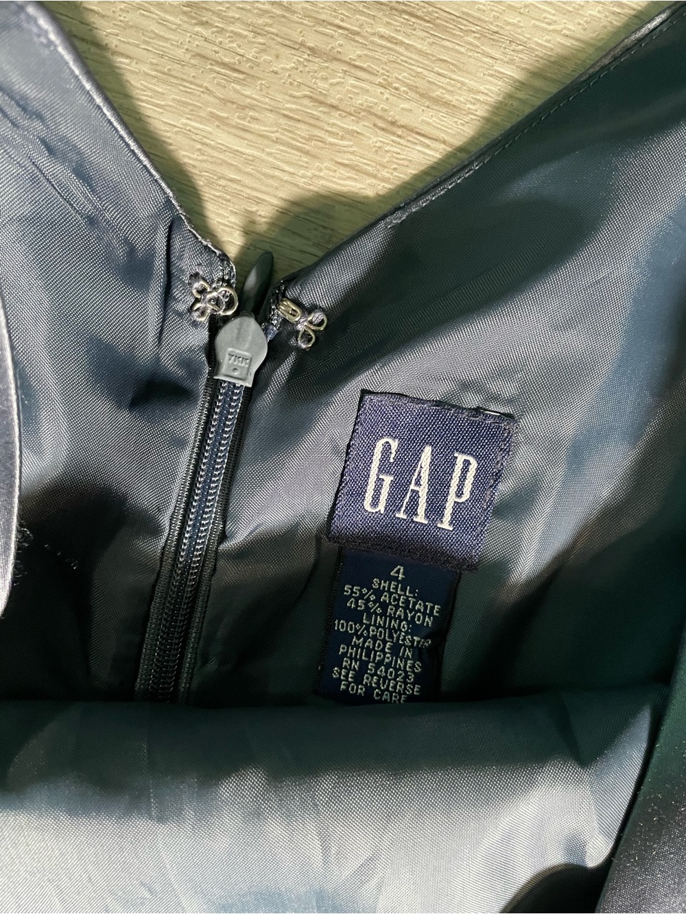 GAP Blue Satin V-Neck Midi Slip Dress - Picture 2 of 3
